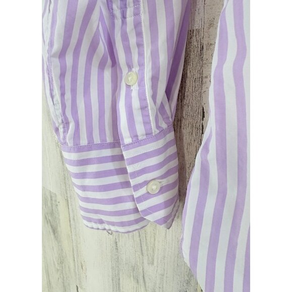 Ann Mashburn Boyfriend Shirt Sz M Lavender White Stripe Button Down - Picture 10 of 16